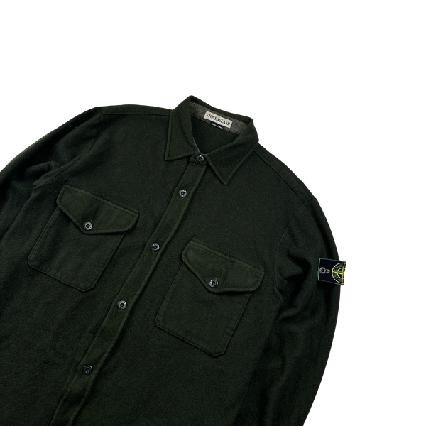 Stone Island 1997 Forest Green Vintage Wool Overshirt - Large