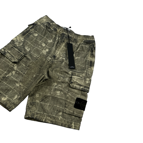 Stone Island 2020 Dust Treatment Laser Patch Camo Cargo Shorts - 28"