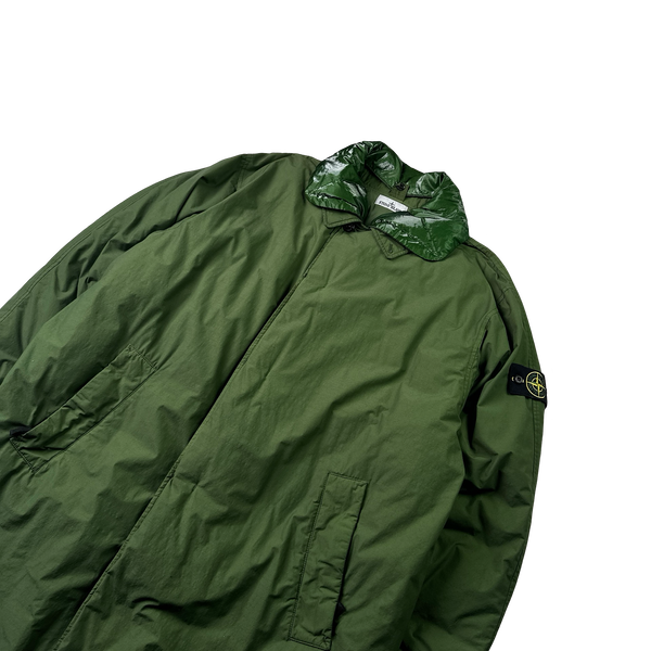 Stone Island 2022 Green Naslan Light Watro Down TC Long Jacket - XL