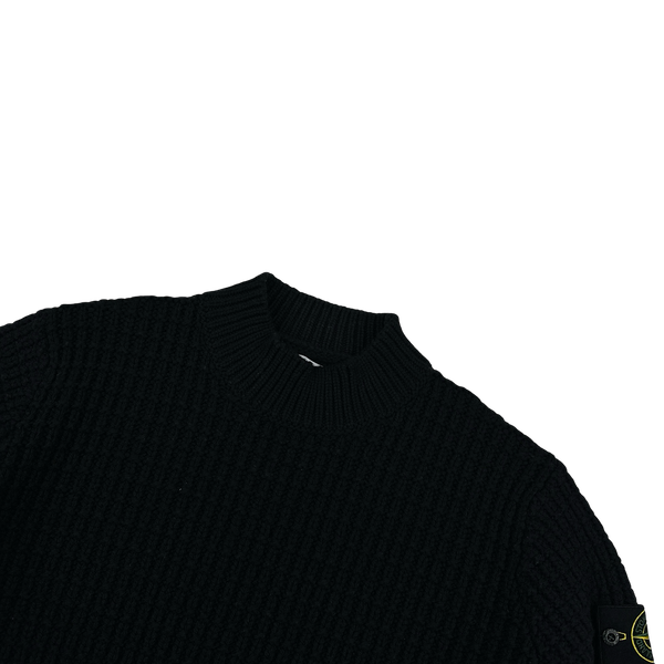 Stone Island 2024 Black Virgin Wool Knit Jumper - Large