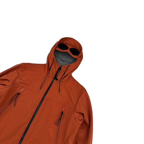 CP Company Burnt Orange Fleece Lined Goggle Soft Shell Jacket - Large