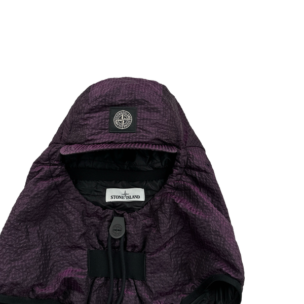 Stone Island Purple Nylon Metal Poplin 3D Effect Primaloft Cap Snood