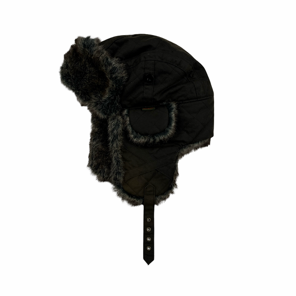 Barbour Khaki Faux Fur Waxed Ushanka Hat - Large