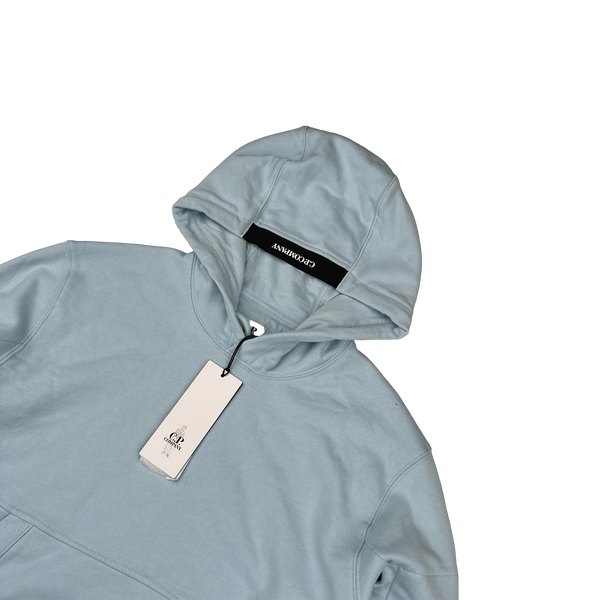 CP Company Baby Blue Cotton Lens Viewer Pullover Hoodie - Small
