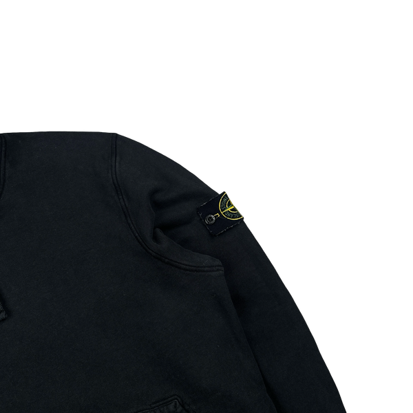 Stone Island 2022 Black Pullover Cotton Hoodie - Large