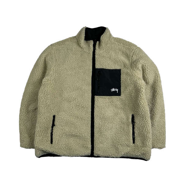 Stussy 8-Ball Reversible Teddy Fleece Zipped Jumper - XXL