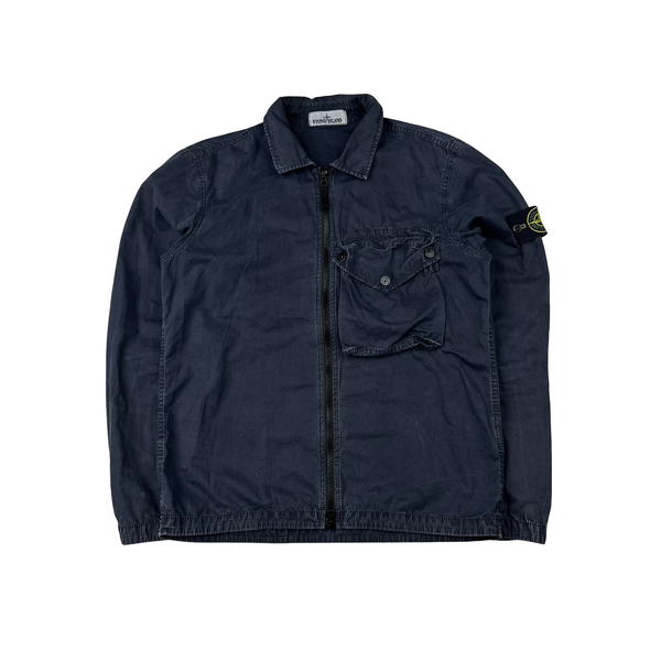 Stone Island 2021 Navy Cotton Overshirt - Small
