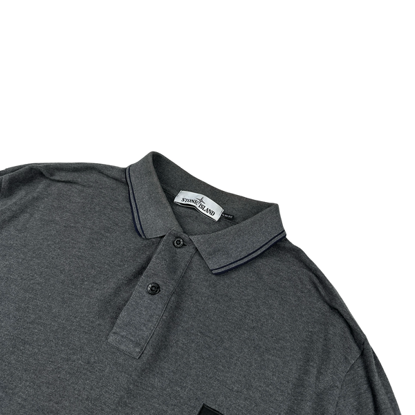 Stone Island Charcoal Long Sleeved Polo Shirt - XXL