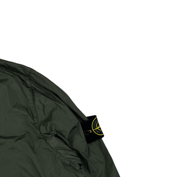 Stone Island 2020 Green Crinkle Reps Overshirt Jacket - Large