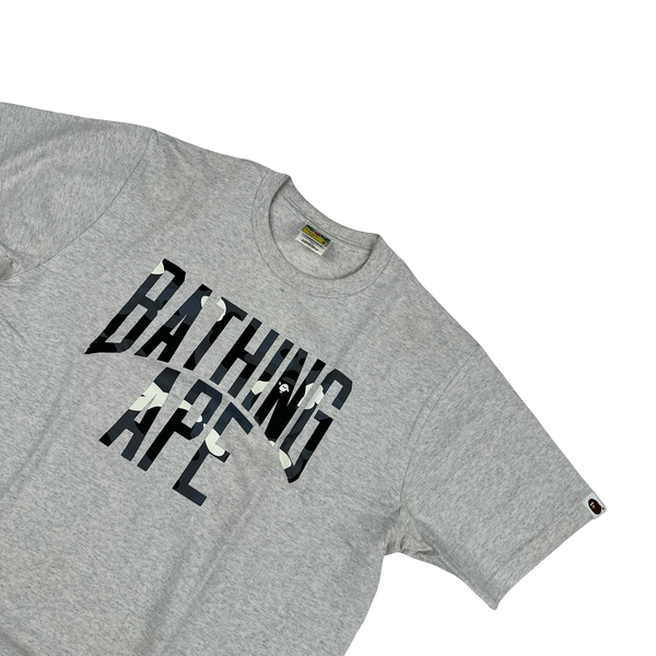 BAPE Spellout Camo Grey T Shirt -  Medium