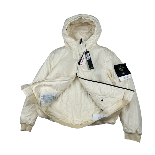 Stone Island 2025 White Garment Dyed Crinkle Reps NY Jacket - Large