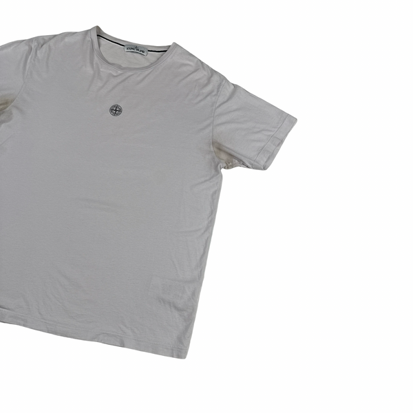 Stone Island White Reflective Spellout T Shirt - XL
