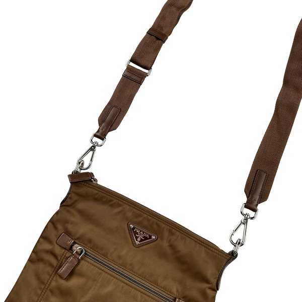 Prada Brown Nylon Emblem Side Bag