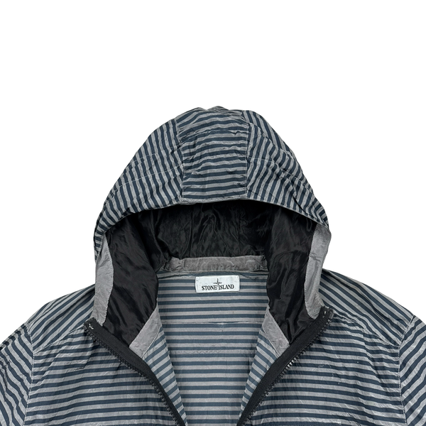 Stone Island 2017 Marina Blue Stripped Nylon Metal Jacket - 3XL