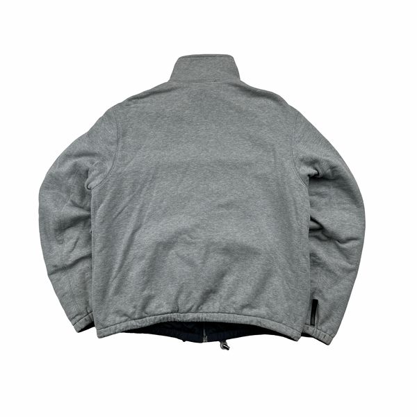 Prada Black Tab Navy Nylon/Grey Fleece Reversible Jacket - 3XL