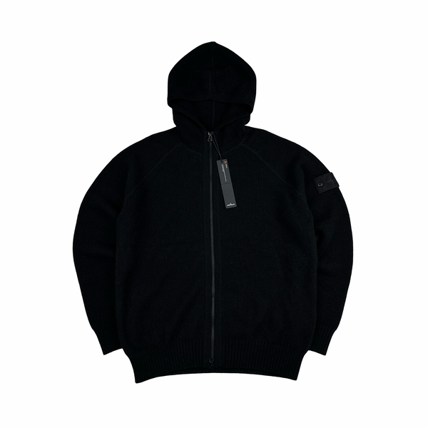 Stone Island 2025 Ghost Black Cashmere Hooded Knit Jumper - Large