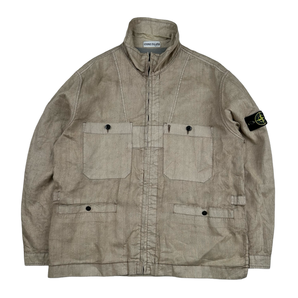 Stone Island 2002 Vintage Tan Lino Flax Jacket - XL