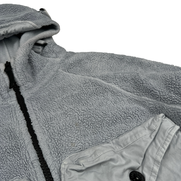Stone Island 2021 Grey Teddy Fleece Zipped Jacket - Large