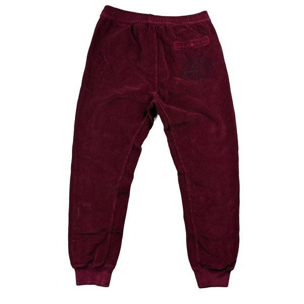 Stone Island Bordeaux Red Corduroy Joggers - Large