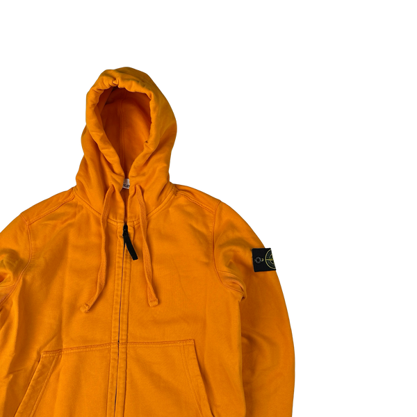 Stone Island 2017 Orange Cotton Zipped Hoodie - Small