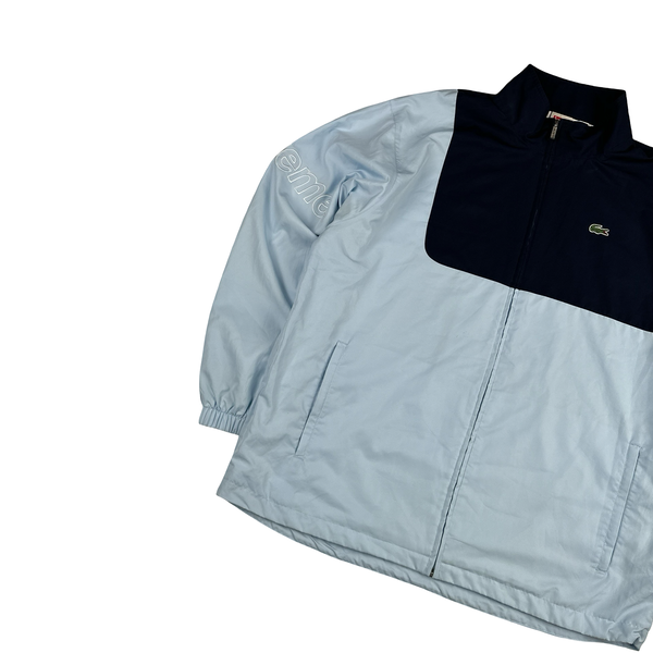 Supreme X Lacoste Baby Blue Colour Block Spellout Tracksuit Set - XL