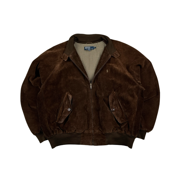 Ralph Lauren Brown Heavyweight Suede Bomber Jacket - XL