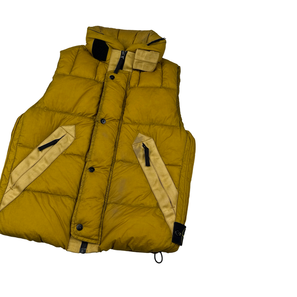 Stone Island 2010 Yellow Opaque Nylon Tela Down Gilet - Small