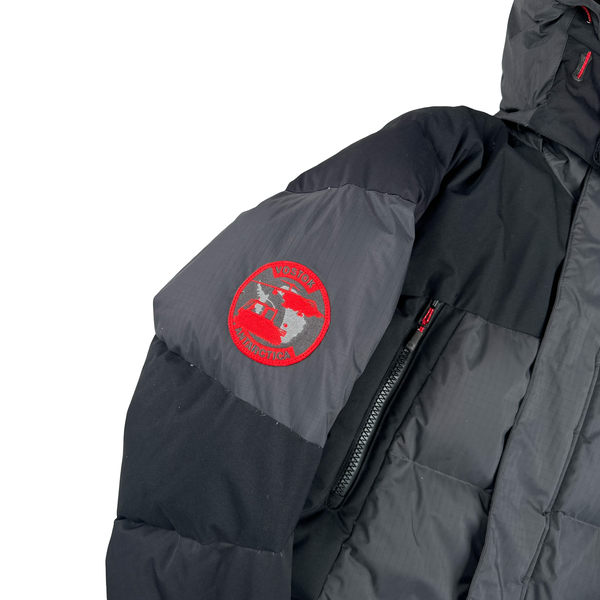 North Face Black/Grey Summit Series Vostok Antarctica Down Hooded Long Puffer Jacket - Small