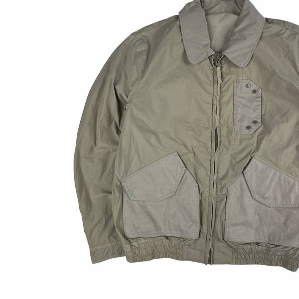 Ten C Beige Multi Pocket Mid Layer Zipped Overshirt Jacket - XL