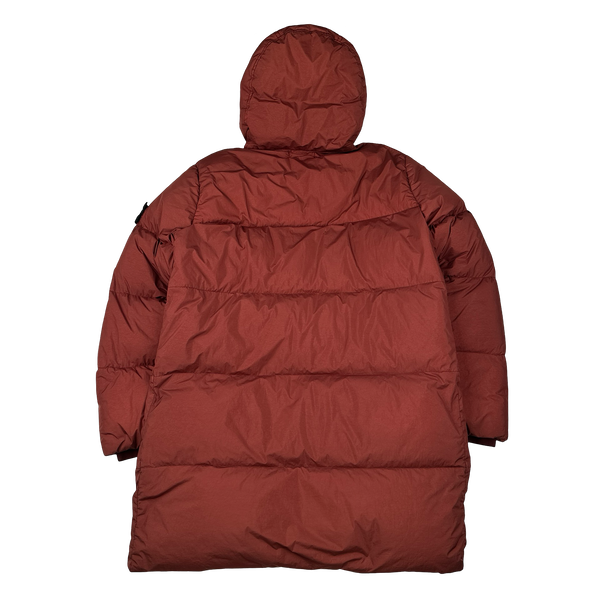 Stone Island 2021 Crinkle Reps Brick Red Down Parka Jacket - Small