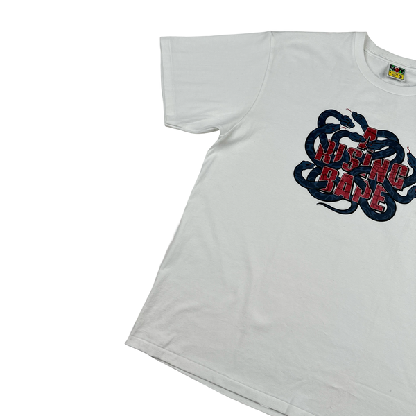 Bape Graphic A Rising Bape Spellout White T Shirt - XXL