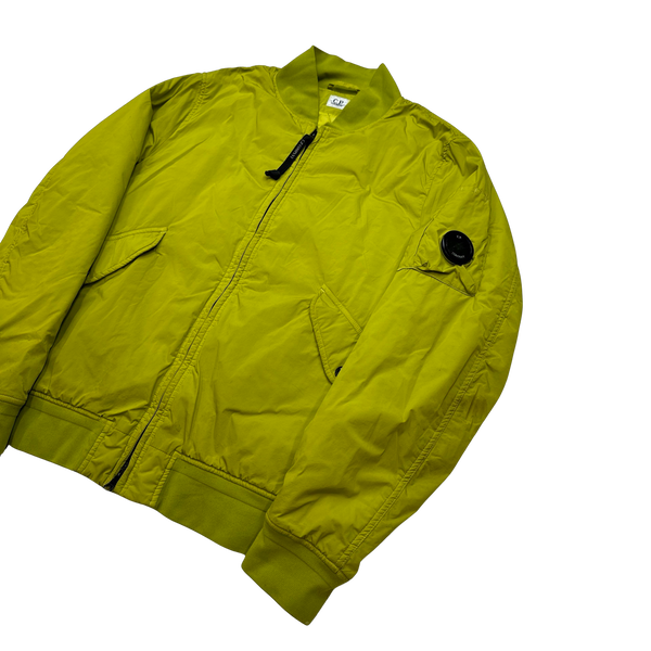 CP Company Lime Green Nycra Padded Bomber Jacket - Large
