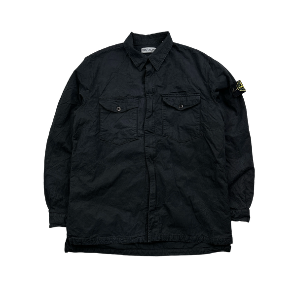 Stone Island 2002 Vintage Black Cotton Overshirt - Large