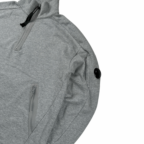 CP Company Lens View Grey Cotton Quarter Zip Sweatshirt - Medium