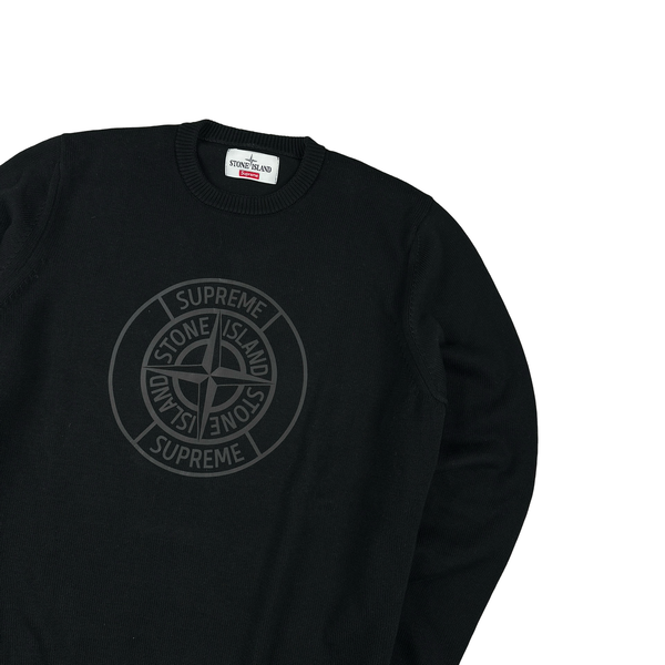 Stone Island x Supreme Thick Cotton Reflective Spellout Knit Jumper - Large