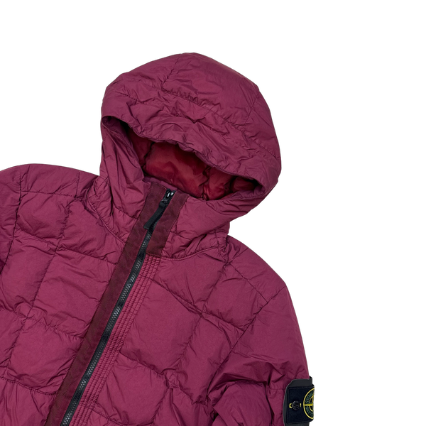 Stone Island 2018 Maroon Down Filled Crinkle Puffer Jacket - Small