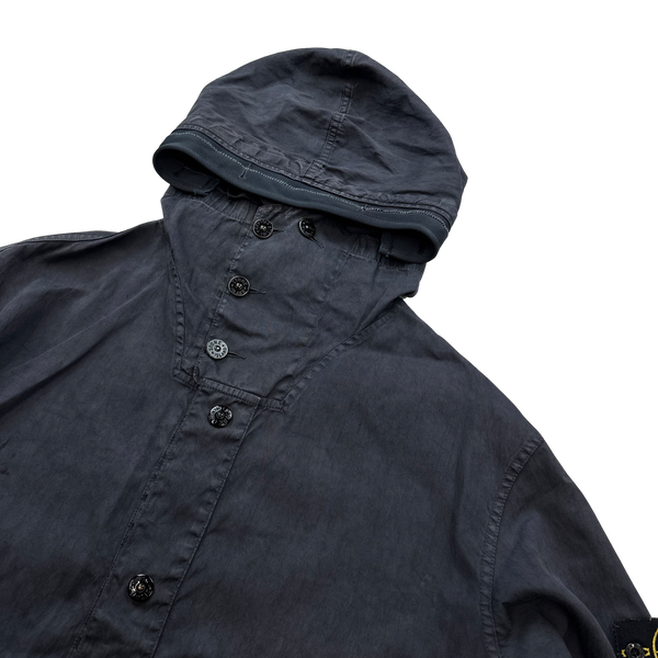 Stone Island 2002 Navy Lino Flax Blend Zipped Jacket - XL