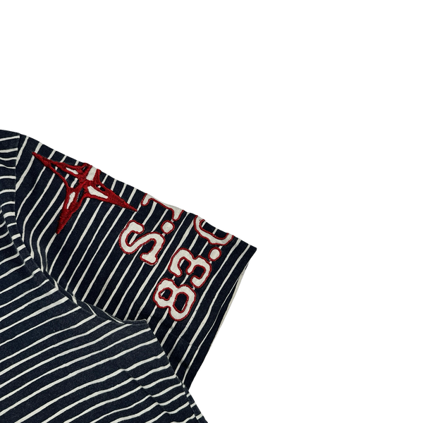 Stone Island 2002 Cotton Striped Embroidered Compass Polo Shirt - XL