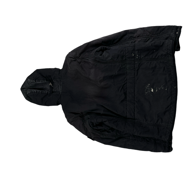 Stone Island Black Cotton Quilted Hooded Jacket - XL