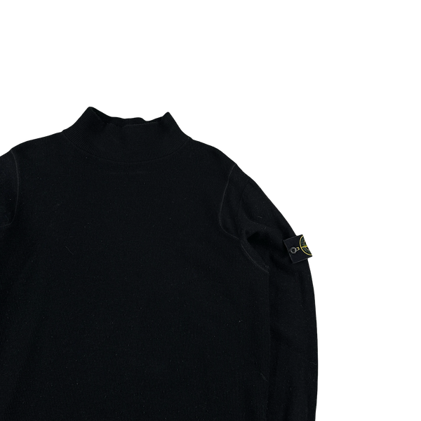 Stone Island 1999 Black Wool Vintage Pullover Mock Neck Jumper - XL