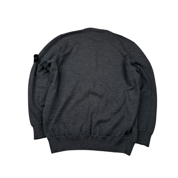 Stone Island 2020 Charcoal Grey Merino Wool Crewneck Jumper - 3XL
