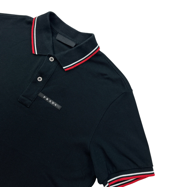 Prada Black Cotton Polo Shirt - Medium