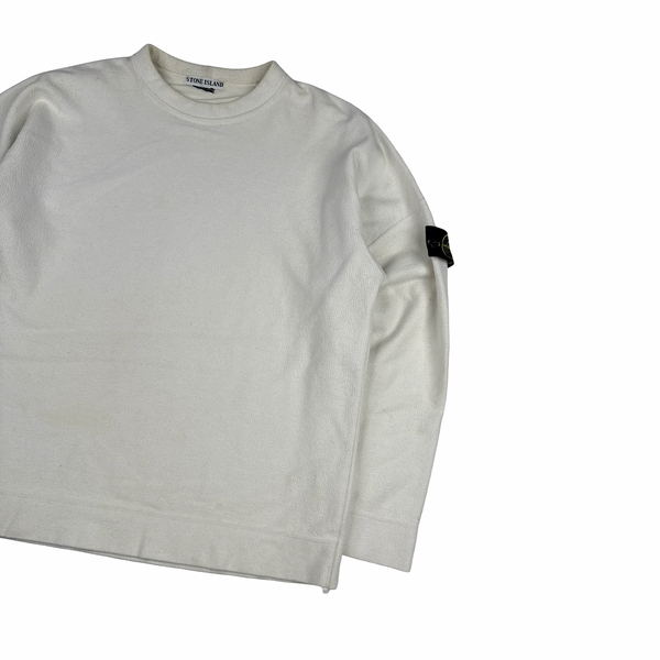 Stone Island Vintage White Fleecd Cotton Pullover Jumper - XL