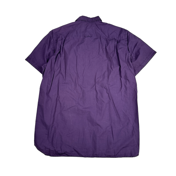 Stone Island 2014 Purple Cotton Spellout Buttoned Short Sleeve Shirt - XL