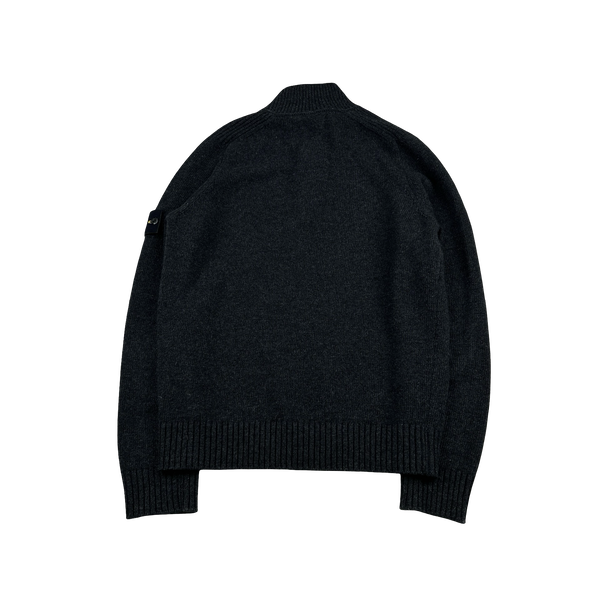 Stone Island 2018 Charcoal Lambswool Quarter Zip Pullover - Small