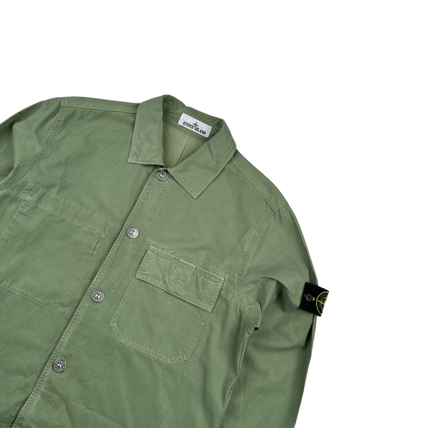 Stone Island 2023 Green Cupro Cotton Twill Overshirt - Medium