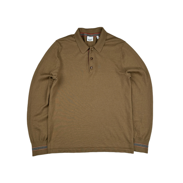 Burberry Brown Merino Wool Polo Jumper - Large