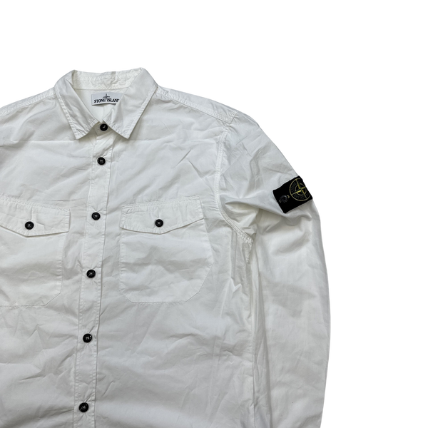 Stone Island White Thick Brushed Cotton Overshirt - XXL
