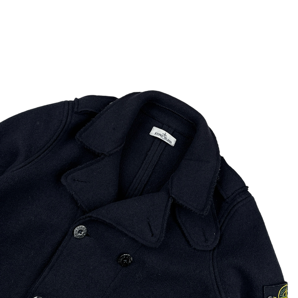 Stone Island 2013 Heavyweight Navy Wool Double Breasted Jacket - XL
