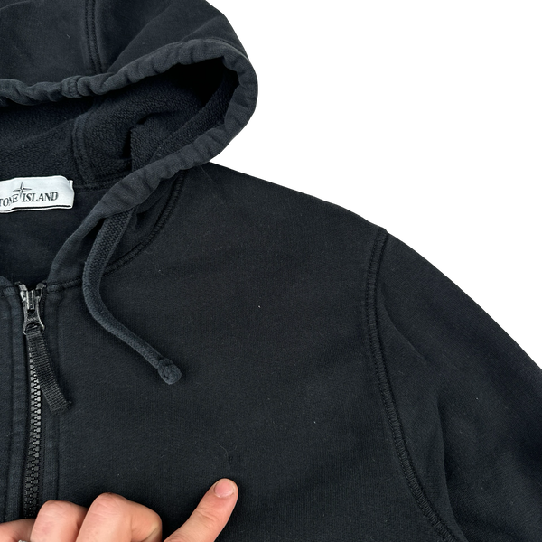 Stone Island 2021 Black Cotton Zipped Hoodie - Medium